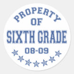 Property Of Sixth Grade Round Sticker