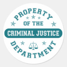 Property of the Criminal Justice Department Round Sticker