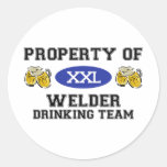 Property of Welder Drinking Team Round Sticker