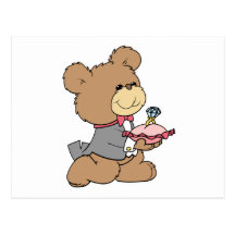 proposal or ring bearer teddy bear design postcards