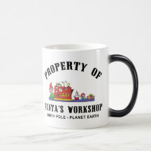 Propriété du cadeau de l'atelier de Père Noël Mugs À Café