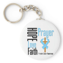 Prostate Cancer Hope Love Faith Prayer Cross Keychain