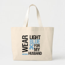 Prostate Cancer Light Blue Ribbon Husband Canvas Bag