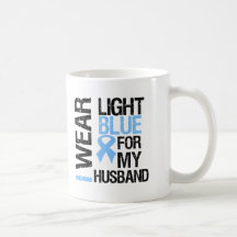 Prostate Cancer Light Blue Ribbon Husband Mugs