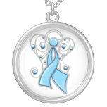Prostate Cancer Ribbon Angel In Memory necklaces