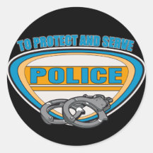 Protect and Serve Handcuffs Round Sticker