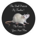 Protected By Familiar Book Plate Round Sticker