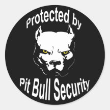 Protected by Pit Bull Security Round Stickers
