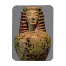 Proto-Corinthian aryballos with a human head, deco Flexible Magnet