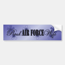 Proud Air Force Wife Blue Flowers Bumper Sticker