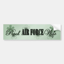 Proud Air Force Wife Green Flowers Bumper Sticker