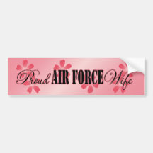Proud Air Force Wife Peach Flowers Bumper Stickers