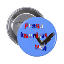 Proud American Eagle USA Patriotic Button
