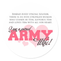 Proud Army Wife Round Stickers