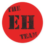 Proud Canadian The EH Team Black Stamp on Red Round Stickers