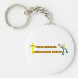 Proud Christian Construction Worker design Keychains