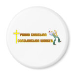 Proud Christian Construction Worker design Fridge Magnets
