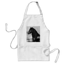 Proud Friesian black stallion horse Aprons