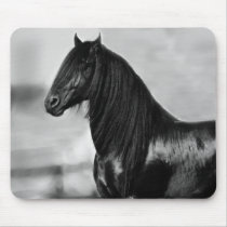 Proud Friesian black stallion horse Mousepad