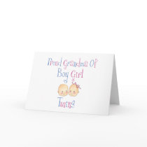 Proud Grandma of Boy Girl Twins Greeting Cards