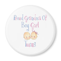 Proud Grandma of Boy Girl Twins Fridge Magnet