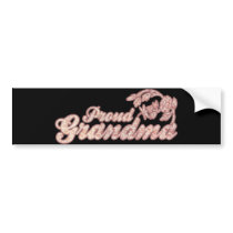 Proud Grandma Pink Flowers Bumper Sticker