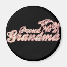 Proud Grandma Pink Flowers Refrigerator Magnets