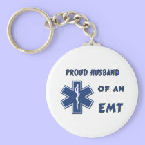 Proud Husband Of An EMT keychains