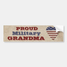 Proud Military Grandma With Patriotic Heart Bumper Sticker