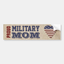 Proud Military Mom With Patriotic Heart Bumper Stickers