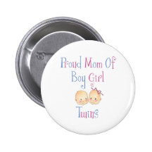 Proud Mom Of Boy Girl Twins Button