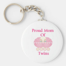 Proud mom of twin girls keychain