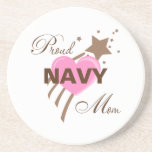 Proud Navy Mom Heart Drink Coaster