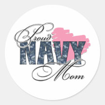 Proud Navy Mom Round Stickers