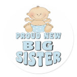 Proud New Big Sister Boy Round Sticker