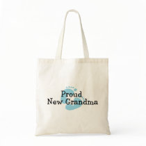 Proud New Grandma Baby Boy Footprints Bag