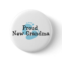Proud New Grandma Baby Boy Footprints Pin