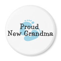 Proud New Grandma Baby Boy Footprints Fridge Magnet