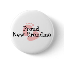Proud New Grandma Baby Girl Footprints Pin