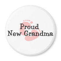 Proud New Grandma Baby Girl Footprints Refrigerator Magnet