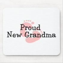 Proud New Grandma Baby Girl Footprints Mousepads