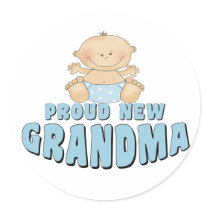 PROUD NEW Grandma T-Shirt Round Sticker