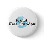 Proud New Grandpa Baby Girl Footprints Pinback Button