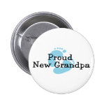 Proud New Grandpa Baby Girl Footprints Pinback Button