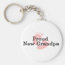 Proud New Grandpa Baby Girl Footprints Key Chains