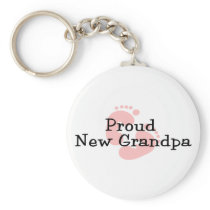 Proud New Grandpa Baby Girl Footprints Key Chains