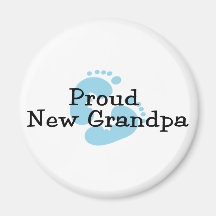 Proud New Grandpa Baby Girl Footprints Fridge Magnet