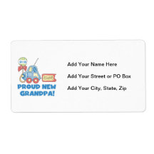 Proud New Grandpa Car It's a Boy Gifts Shipping Label