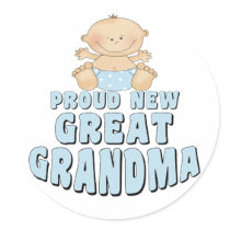 PROUD NEW Great Grandma T-Shirt Round Stickers