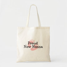 Proud New Nonna Baby Girl Footprints Canvas Bag